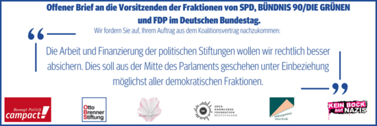 Offener Brief Parteienstiftungsgesetz