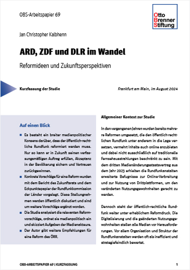 Cover der Kurzfassung des OBS-Arbeitspapiers zur Reform des ÖRR