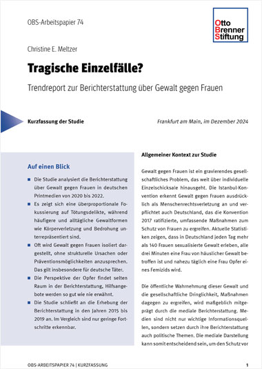 Trendreport zur Berichterstattung über Gewalt gegen Frauen