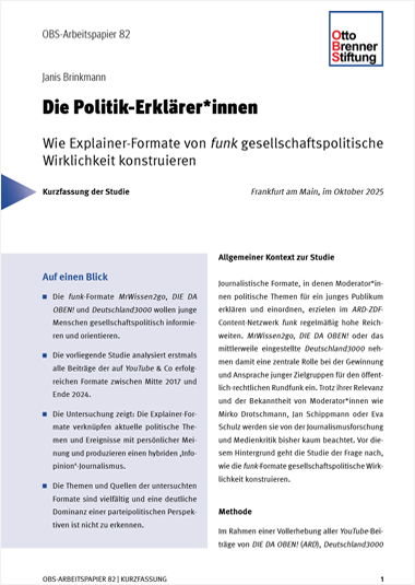 Kurzfassung: Wie Explainer-Formate von funk gesellschaftspolitische Wirklichkeit konstruieren